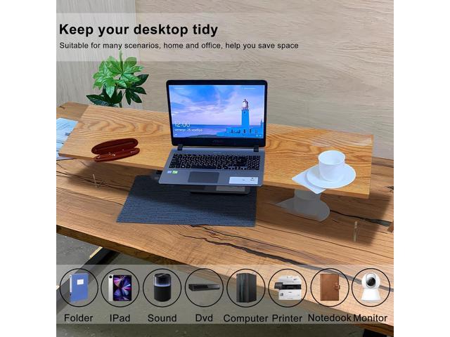 Monitor Stand Riser,Wood & Acrylic Computer Monitor Stand with LED Light,Desk Accessories Desktop Organizer Stand for Computer,Laptop,Printer,PC &...