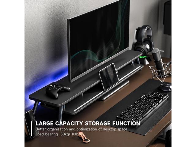 Fenge Dual Monitor Stand, Monitor Stands Riser for 2 monitors, 42.5 Inch Wood Desk Shelf with Storage Organizer and Cable Management for Office...