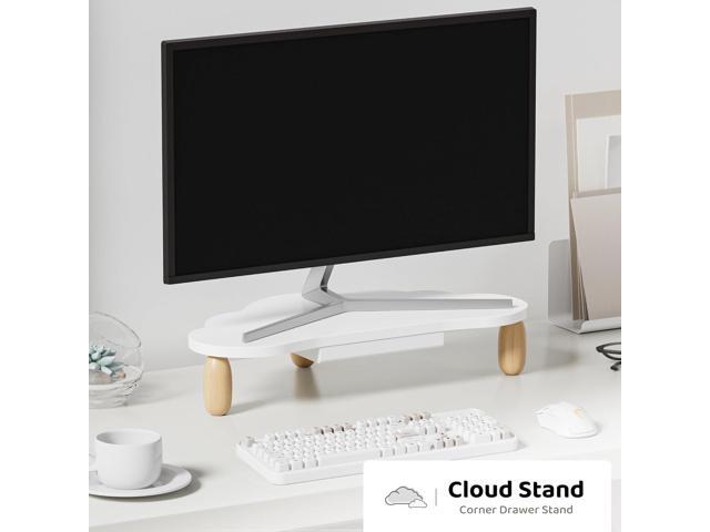 Monitor Stand Riser,Cloud-Shaped Sturdy Wood Computer Monitor Stand Wirh Drawer, Monitor Stand Riser, Multi-Purpose Desktop Organizer Riser for...