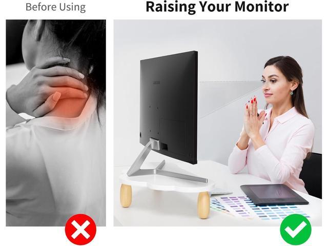 Monitor Stand Riser,Cloud-Shaped Sturdy Wood Computer Monitor Stand Wirh Drawer, Monitor Stand Riser, Multi-Purpose Desktop Organizer Riser for...