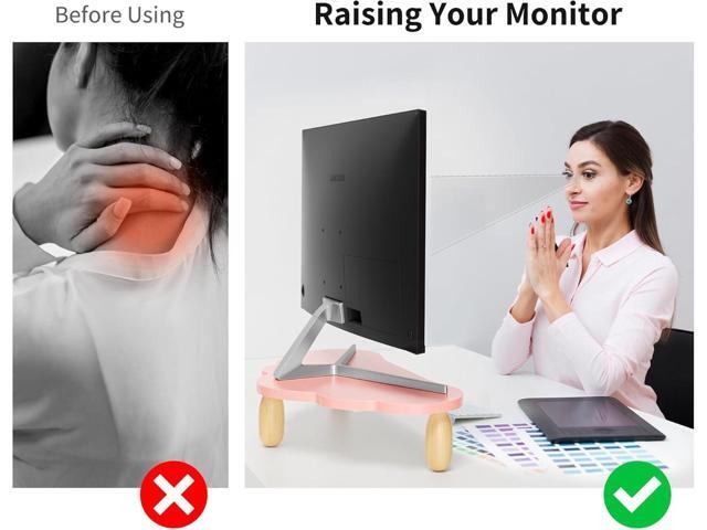 Monitor Stand Riser,Cloud-Shaped Sturdy Wood Computer Monitor Stand Wirh Drawer, Monitor Stand Riser, Multi-Purpose Desktop Organizer Riser for...
