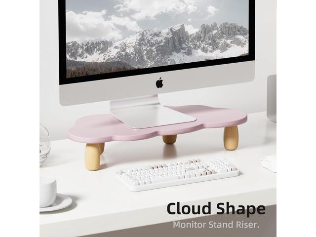 Monitor Stand Riser, Cloud-Shaped Sturdy Wood Computer Monitor Riser, Laptop Monitor Stand, Multi-Purpose Desktop Organizer Riser for Computer,...