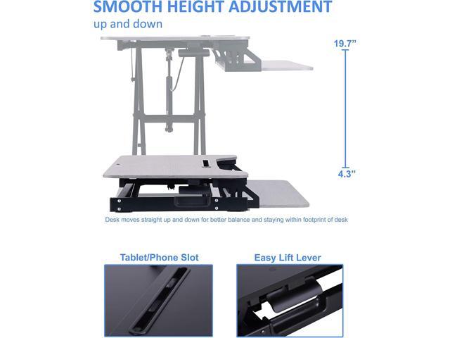 Rocelco Standing Desk Converter 31.5 Inch Sit Stand Up Dual Monitor Tabletop Riser with Tablet Mount, Height Adjustable Home Office Workstation -...