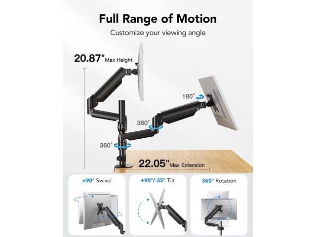 HUANUO Dual Monitor Mount up to 32 inches Screens, Taller Monitor Stand Hold 19.8lbs, Dual Monitor Arm Desk Mount Easy Adjustable with Tilt,...