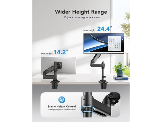 HUANUO Single Monitor Arm, Adjustable Desk Mount for 13-34 inch Screens, Holds 19.8lb, 22.44inch Max Height, Full Motion Swivel Monitor Stand with...