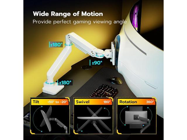 Single Monitor Mount with USB A/C, Heavy Duty Monitor Arm for 17 to 49 inch Ultrawide Monitor, Holds 44 lbs, Adjustable Gas Spring Monitor Arm Desk...