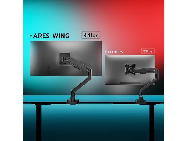 ARES WING Ultrawide Monitor Arm for 17 to 49 Inch Heavy Duty Curved Screen, Holds 44 Lbs, Adjustable Gas Spring Monitor Arm Desk Mount with C...