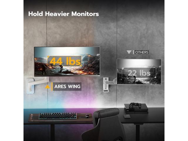 Wall Mount Monitor Arm for 17-49 Inch Ultrawide Monitors, Heavy Duty Single Monitor Mount Holds 44 lbs, Fully Adjustable Gas Spring Monitor Arm...