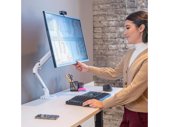 Ergotron MXV Single Monitor Arm, VESA Desk Mount for Monitors Up to 34 Inches, 7 to 20 lbs White