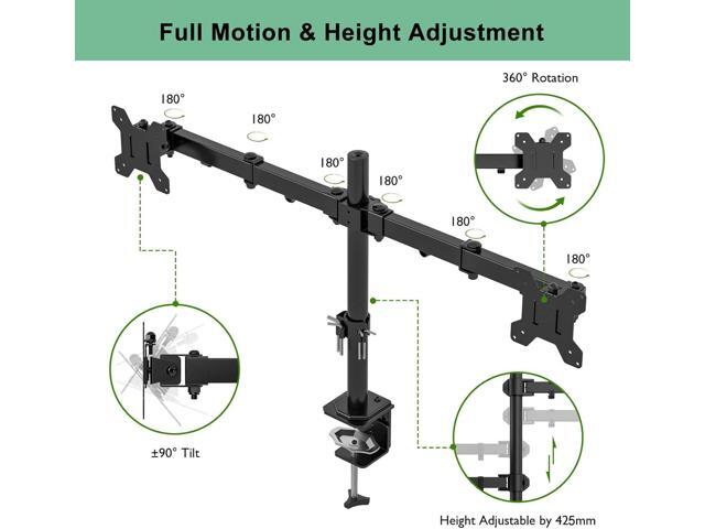ERGOMAKERDual Monitor Desk Mount, Fully Adjustable Dual Monitor Arm for 2 Computer Screens up to 27', Heavy Duty Dual Monitor Stand for Desk,...