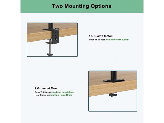 ERGOMAKERDual Monitor Desk Mount, Fully Adjustable Dual Monitor Arm for 2 Computer Screens up to 27', Heavy Duty Dual Monitor Stand for Desk,...