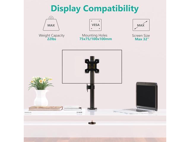 WALI Single Monitor Mount, Single Desk Monitor Stand, Single Monitor Arm Holds Screen Up to 32inch, 22lbs, Fully Adjustable Mount Designed for Home...