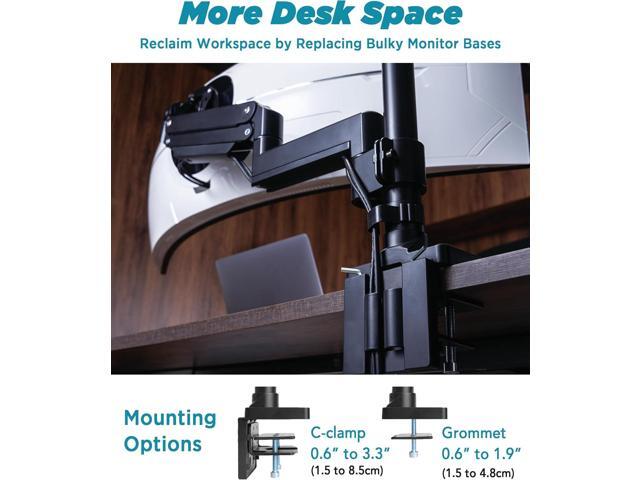 Heavy Duty Monitor Arm for Ultrawide Monitors up to 57' and 44 lbs, Single Desk Stand, Pneumatic Height Adjustable, Modular Extension Arms - Max...
