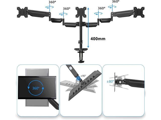 suptek Triple Monitor Mount,3 Monitor Desk Mount for Computer Screens Up to 27 inch, Triple Monitor Arm Mount with Gas Spring,Holds Up to 13.2 lbs,...