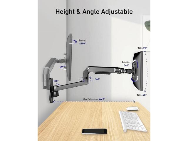 Single Monitor Wall Mount for Flat/Curved Monitors up to 38' Within 25lbs, Full Motion Adjustable Wall Mount Monitor Arm, 75x75/100x100mm VESA Wall...