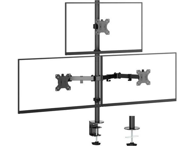3 Monitor Desk Mount for 17 to 32 inch Screens, Fully Adjustable Triple Monitor Stand with Tilt,Swivel,Rotate, Each Arm Holds up 17.6 lbs,VESA...