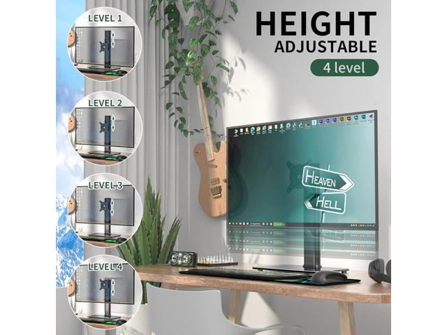 Single Monitor Desk Stand Free-Standing Desk Mount Arm Riser for 13 inch to 32 inch Screen Freestanding VESA Mount Base, Adjustable Height, Tilt,...