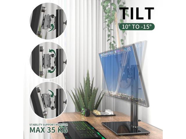 Single Monitor Desk Stand Free-Standing Desk Mount Arm Riser for 13 inch to 32 inch Screen Freestanding VESA Mount Base, Adjustable Height, Tilt,...