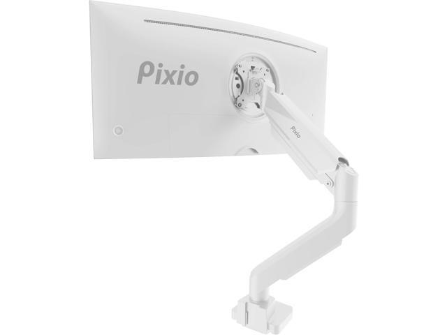 Pixio PS2S White Ultrawide Heavy-Duty Premium Single Monitor Arm Stand Desk Mount - Fits up to 49 inches Monitors, Weights up to 39lbs Flat / 31lbs...