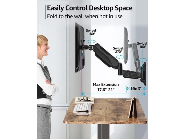 MOUNTUP Monitor Wall Mount for 17-32 Inch Computer Screen, Wall Mounted Arm Support 4.4-17.6lbs Display, Gas Spring Monitor Arm, VESA Bracket for...