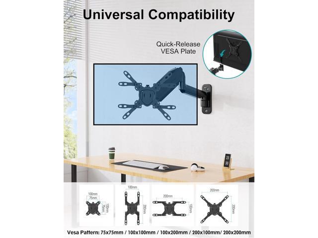 MOUNT PRO Monitor Wall Mount for Max 35 inch/26.4lbs Flat Curved Screens, Premium Heavy Duty Single Monitor Arm, Full Motion Ultrawide Wall Monitor...