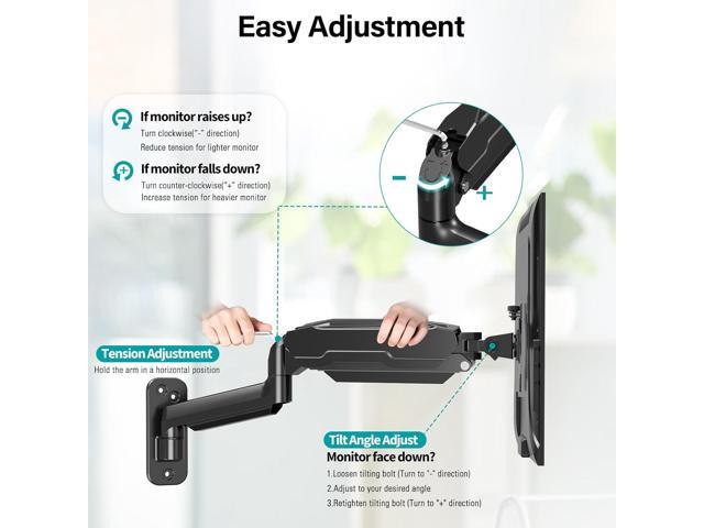 MOUNT PRO Monitor Wall Mount for Max 35 inch/26.4lbs Flat Curved Screens, Premium Heavy Duty Single Monitor Arm, Full Motion Ultrawide Wall Monitor...