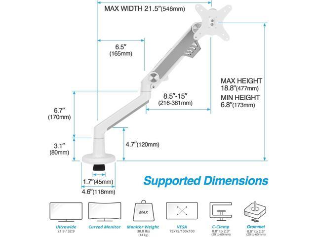 AVLT Single 13'-38' Monitor Arm Desk Mount fits One Flat/Curved/Ultrawide Monitor Full Motion Height Swivel Tilt Rotation Adjustable Monitor Arm -...