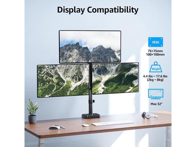 MOUNTUP Triple Monitor Mount Holds 4.4-17.6lbs, Up to 32 Inch Monitor Stand for 3 Monitors, Triple Monitor Stand with Gas Spring Arm with...