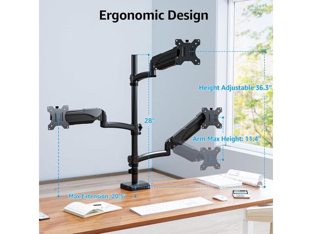 MOUNTUP Triple Monitor Mount Holds 4.4-17.6lbs, Up to 32 Inch Monitor Stand for 3 Monitors, Triple Monitor Stand with Gas Spring Arm with...