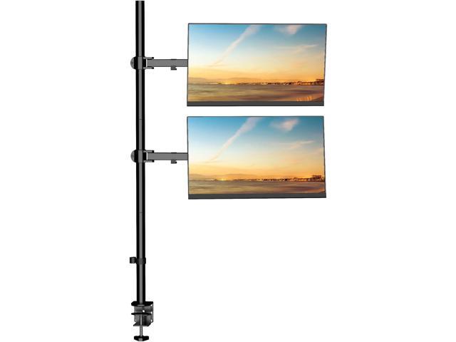 WALI Dual Vertically Stacked Monitor Desk Mount, Extra Tall Adjustable Stand for 2 Ultrawides up to 32 inches, Fully Adjustable Extended Arms Fits...