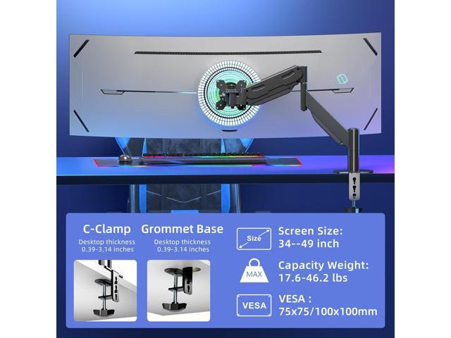Pholiten Premium Aluminum Heavy Duty Monitor ArmUltrawide Monitor Arm,Full Motion Single Monitor Mount for Computer Screens up to 49 inchs and...