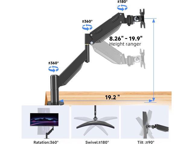 Pholiten Premium Aluminum Heavy Duty Monitor ArmUltrawide Monitor Arm,Full Motion Single Monitor Mount for Computer Screens up to 49 inchs and...