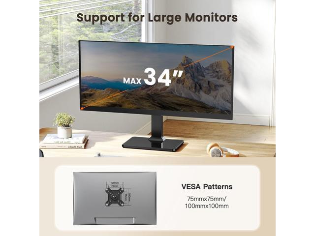 ErGear Single Monitor Stand for 13-34 inch Screens up to 44 lbs, Free-Standing Monitor Riser with 5 Height Settings, Tabletop Monitor Stand with...