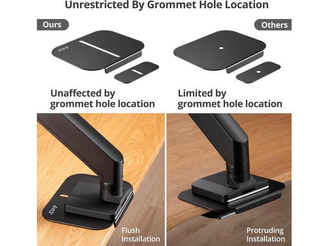 AVLT Adjustable Reinforcement Plate Bracket Mount for Fragile Tabletop - Supports Monitor Stand with C Clamp Or Grommet Installation - Black