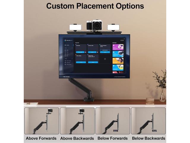 DSLR Monitor Mount Hold up to 11 lbs, Monitor Top Shelf for Livestream Device, Camera Mount, Webcams, Microphones, Lighting and More, Fits VESA...