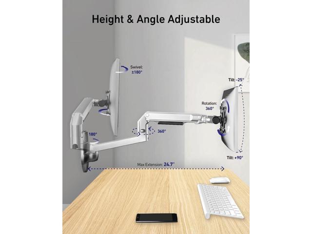 Single Monitor Wall Mount for Flat/Curved Monitors up to 38' within 25lbs, Full Motion Adjustable Wall Mount Monitor Arm, 75x75/100x100mm VESA Wall...