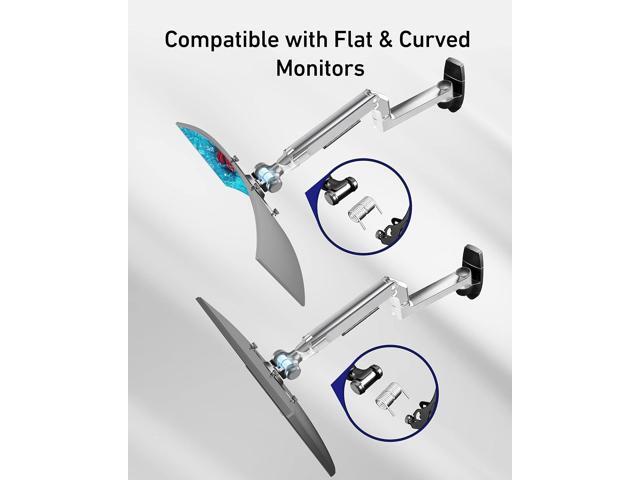 Single Monitor Wall Mount for Flat/Curved Monitors up to 38' within 25lbs, Full Motion Adjustable Wall Mount Monitor Arm, 75x75/100x100mm VESA Wall...