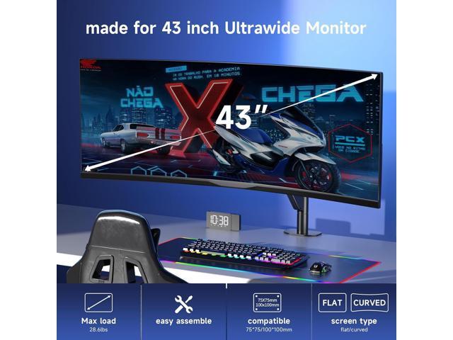 Pholiten Premium Aluminum Heavy Duty Monitor ArmUltrawide Monitor Arm,Full Motion Single Monitor Mount for Computer Screens up to 43 inchs and...