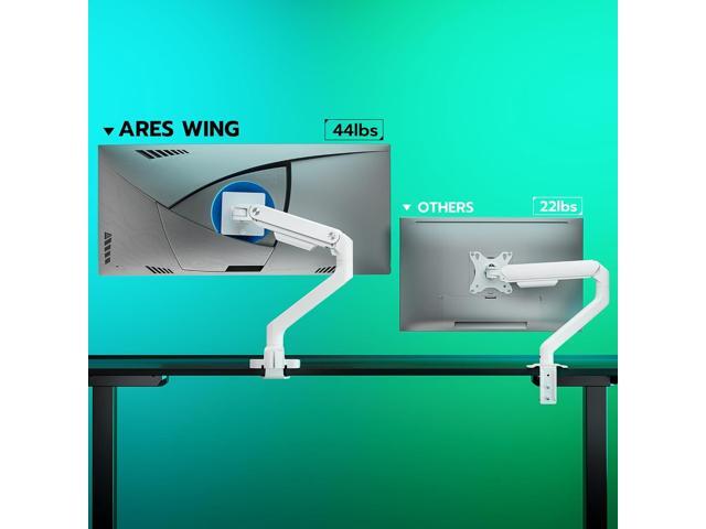 Ultrawide Monitor Arm White for 17 to 49 Inch Heavy Duty Curved Monitor, Holds 44 Lbs, Adjustable Gas Spring Monitor Arm Desk Mount with C Clamp,...
