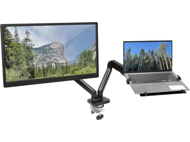 Mount-It! Laptop and Monitor Desk Stand - Full Motion Laptop Arm Stand - Ergonomic Adjustable Monitor Mount - VESA Monitor Desk Mount with Laptop Tray