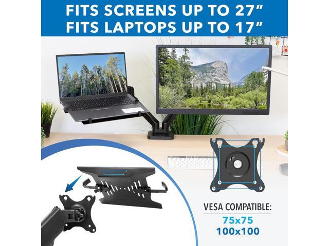 Mount-It! Laptop and Monitor Desk Stand - Full Motion Laptop Arm Stand - Ergonomic Adjustable Monitor Mount - VESA Monitor Desk Mount with Laptop Tray