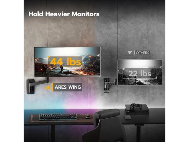 Wall Mount Monitor Arm for 17-49 Inch Ultrawide Monitors, Heavy Duty Single Monitor Mount Holds 44 lbs, Fully Adjustable Gas Spring Monitor Arm...
