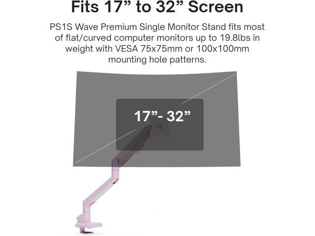 Pixio PS1S Wave Pink Single Monitor Arm Stand Desk Mount - Fits up to 32 inches Monitors and up to 19.8lbs. VESA Compatibility and Integrated Cable...