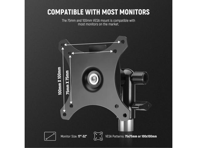 NEEWER Monitor Mount Adapter with Quick Release VESA Mount, 270° Adjustable Metal 5/8' C Stand Light Stand Adapter for Impact Screen Outdoor TV up...