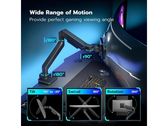Single Monitor Mount with USB A/C, Ultrawide Monitor Arm for 17 to 49 inch Heavy Duty Monitor, Holds 44 lbs, Adjustable Gas Spring Monitor Arm Desk...