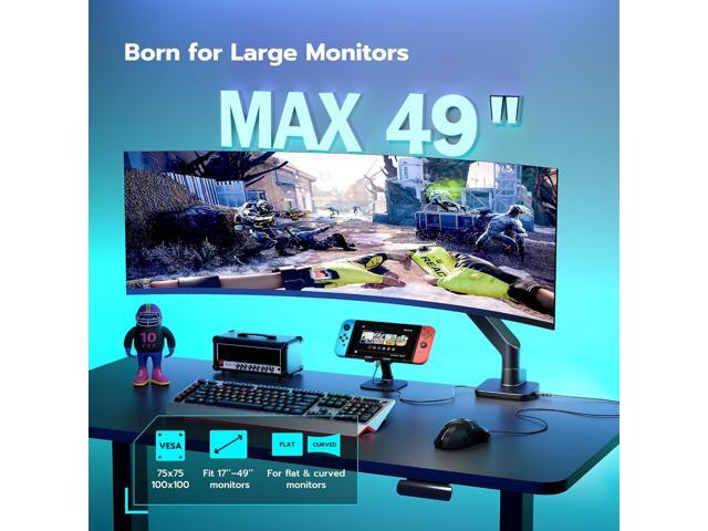 Single Monitor Mount with USB A/C, Ultrawide Monitor Arm for 17 to 49 inch Heavy Duty Monitor, Holds 44 lbs, Adjustable Gas Spring Monitor Arm Desk...