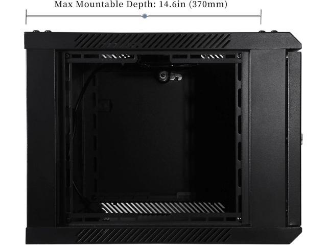 6U Performance Wall Mount Server Cabinet Network Rack Enclosure, Quiet Cooling Fan, Locking Glass Door, Black