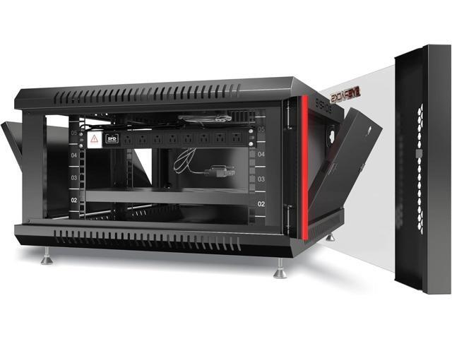 Sysracks 6U Wall Mount Network Data Server Cabinet Rack Lockable Enclosure Box - Fan - Shelf - 8-Way PDU - Feet - Cage Hardware - Dust Tight Grommets