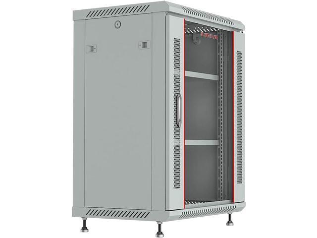 Sysracks 15U Wall Mount GRAY IT Network Av Data Server Rack Cabinet Enclosure 24 Inch Depth - 2 Shelves - 8-Way PDU - Fan - Adjustable Feet - Hardware