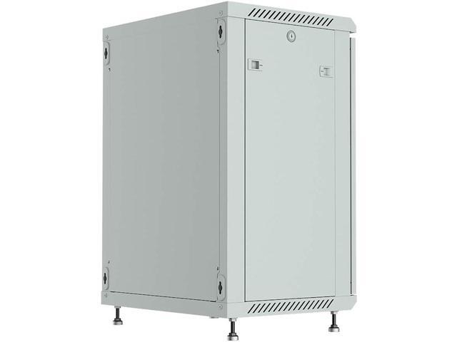 Sysracks 15U Wall Mount GRAY IT Network Av Data Server Rack Cabinet Enclosure 24 Inch Depth - 2 Shelves - 8-Way PDU - Fan - Adjustable Feet - Hardware